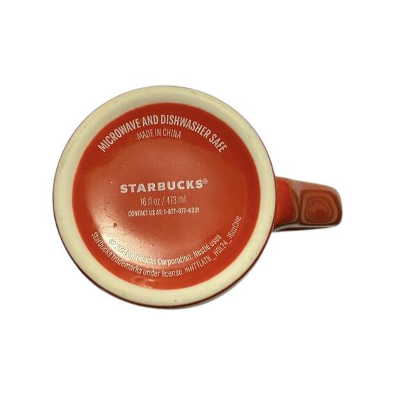 Starbuck's Coffee 24 Christmas Holiday Red Ceramic Ornaments 16oz Latte Mug - Picture 6 of 7